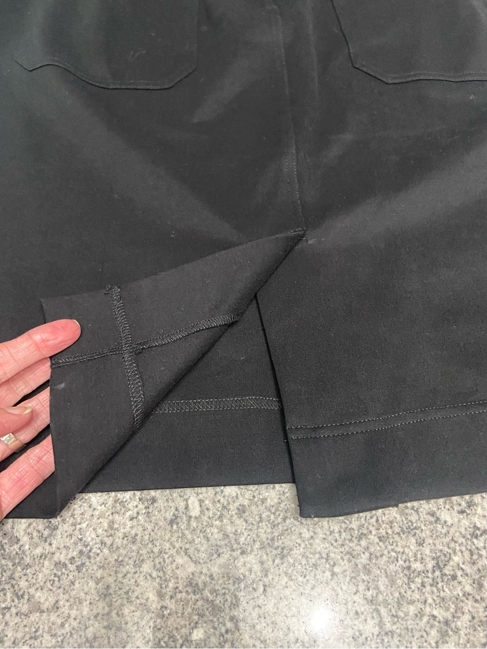 MAEVE by Anthropologie Black Skirt W/Front & Back Patch Pockets Career Comfy  LP - Picture 8 of 13